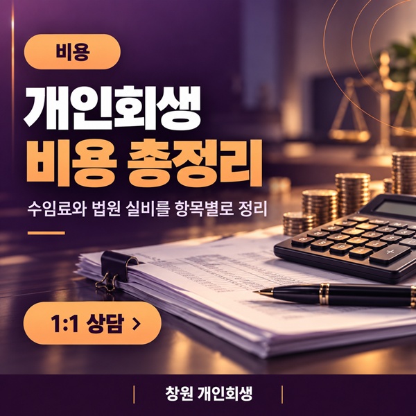 창원 개인회생 비용 전액 공개, 수임료와 법원비용